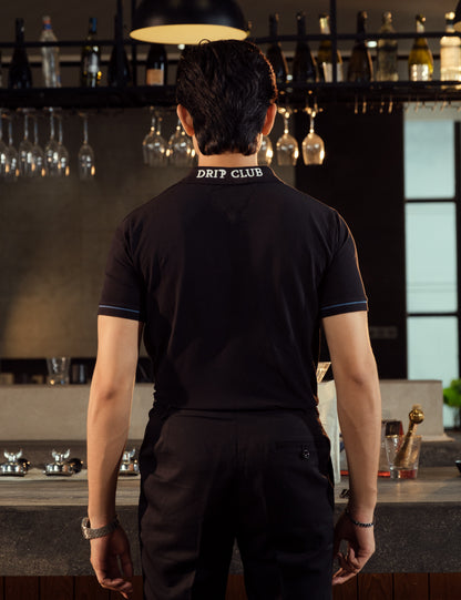 Unisex Minimalist Black Polo - Eclipse (Deep Rich Cotton)